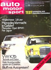 3) Auto Motor und Sport 18/1970 - Mercedes 280 SE W108  - Opel Diplomat E mit 1