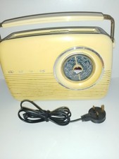 BUSH RADIO TR82 CREAM NAVY BLUE & CHROME GOOD WORKING ORDER ANTIQUE RETRO STYLE