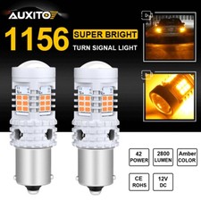 2X AUXITO CANBUS ERROR FREE BA15S 7506 1156 Amber Car LED Turn Signal Light EAW