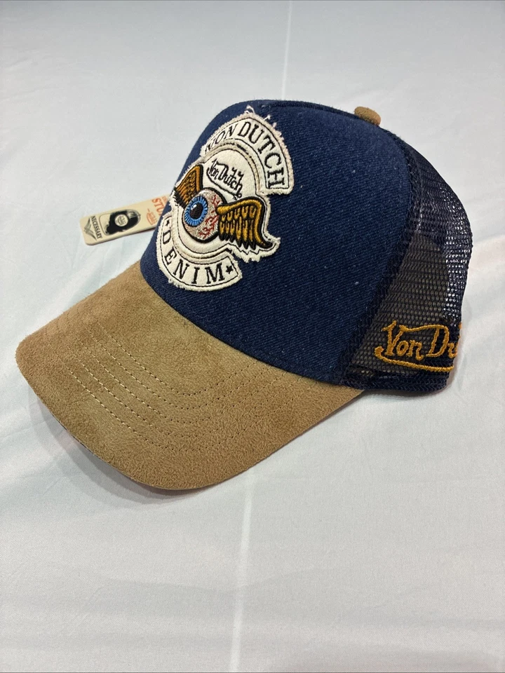 Sombrero de Camionero Von Dutch Denim Ala de Gamuza Y2K Unisex Nuevo con Etiquetas Foto 2 de 4