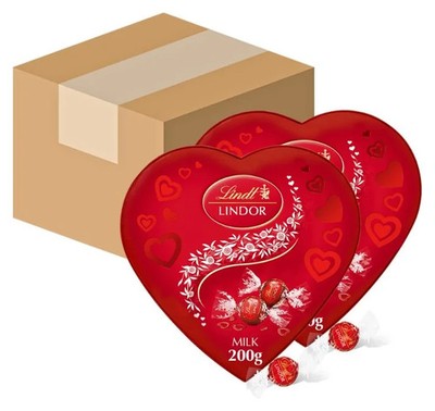 Lindt Lindor Herzdose Milchschokolade 200g Premium 8er Kiste - 8er Kiste