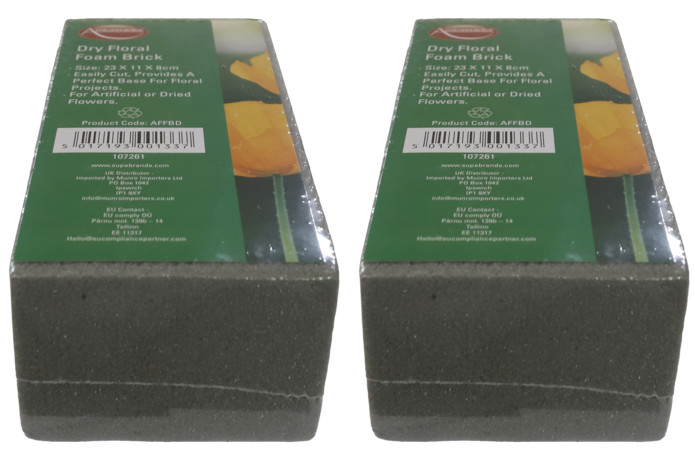 2x Ambassador Dry Floral Flower Plant Craft Foam Brick Base - 23cm x 11cm x 8cm