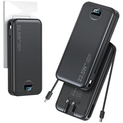 Portable Charger with Built-In Cables & AC Wall Plug