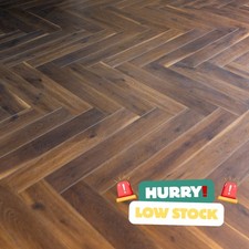 ☕ Sample* 12mm Espresso Oak Herringbone Laminate Flooring Parquet - £22.99SQM