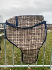 High Spirits navy plaid padded nylon Western  saddle carrier bag