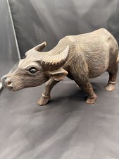 Vintage Hand Carved Figure Water Buffalo Ox Cow Great Details X-Large Sculpture