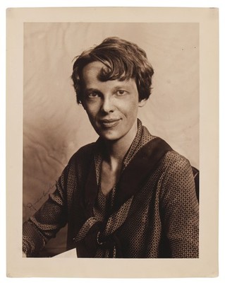 Amelia Earhart Authentic Signed 11x14 Vertical Sepia Portrait Photo JSA #ZZ82434