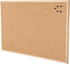 Framed Cork Bulletin Board - 35.4  X 23.6   Wall Mounted Premium Double-Sided Pi