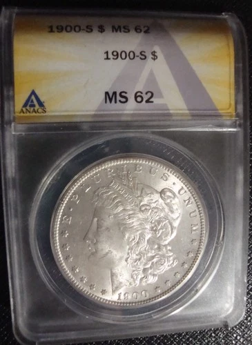 1900-S Morgan Silver Dollar - ANACS MS62 - Blast White