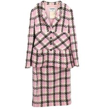 Chanel Setup Suit Jacket Skirt Tweed Pink 95P 40 165924