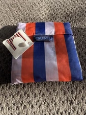 NWT Baggu Standard Nylon Reusable Red Blue Pink Striped Tote Bag