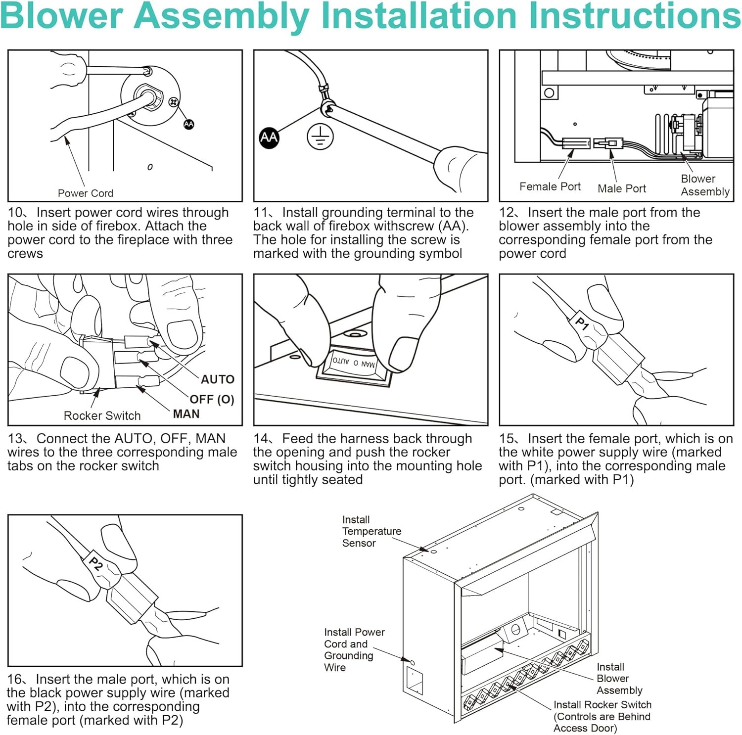 FIB100 Blower Fan Kit For Procom, Duluth Forge Vent-free Gas Fireplace,Dual Fuel