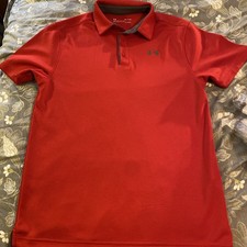 Under Armour HeatGear Loose Fit Polo Shirt Men Small Red Active Performance Golf