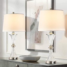 Touch Control Table Lamp for Bedrooms 3 Way Dimmable White Drum Shade Modern Bed