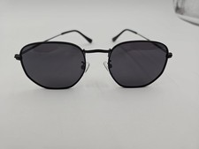 HTMS Hipster Hexagonal Polarized Sunglasses Men Women Black on Black Frames