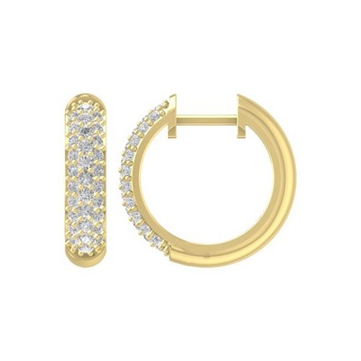 14 Karat Gelbgold runde 0,5 kt im Labor gezüchtete Diamant Creolen für Damen