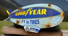 VINTAGE 12” X 5.5” GOODYEAR TIRES PORCELAIN  SALES SERVICE AVIATION BLIMP SIGN