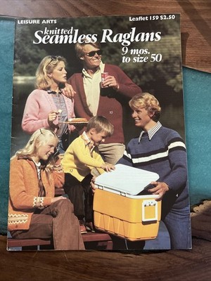 Seamless Raglans Knitting Sweater Kid Adult Pattern Leisure Arts 1970's Vintage