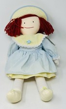 Vintage Madeline Doll Cloth Body Blue Dress Straw Hat 18" Eden Toys 1990 NOS NWT