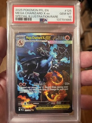 PSA 10 Mega Charizard X Ex SIR #125 2025 Pokemon Phantasmal Flames