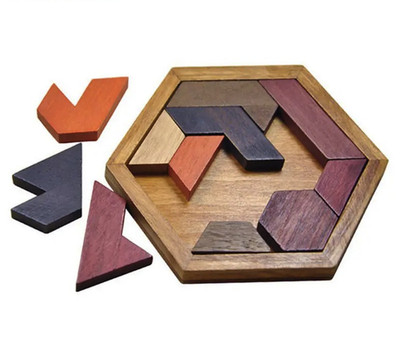 Wooden Geometric Shape Puzzle Board Kids Educational Brain Teaser Toy - NEW