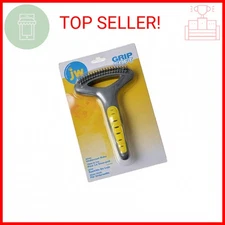 JW Pet Company GripSoft Double Row Undercoat Rake Dog Brush, Black, Yellow, 1