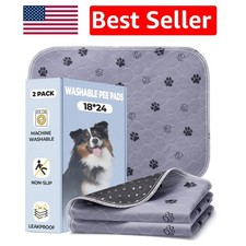 2 Pack Washable Puppy Pads - 18"x24" Leakproof Non-Slip Pee Mats for Dogs