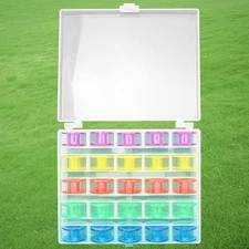 25 Pcs Plastic Bobbin Spools with Storage Case for Domestic Sewing Machine Use