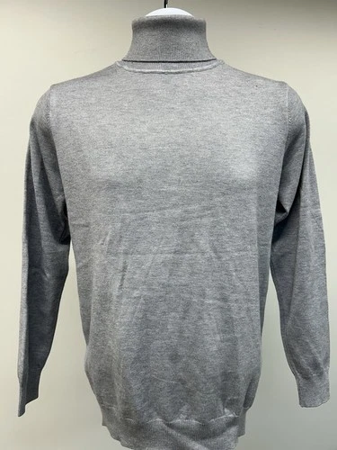 100% Cashmere Mens lite Gray Turtleneck Sweater Size Small $175