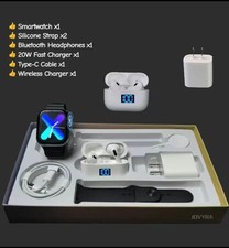 Smart Watch Gift Set with Black Band Charger and Cable Apple Watch Compatible