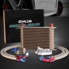 Universal 15 Row 10AN Gold Engine Oil Cooler Kit and Oil Filter Relocation Kit