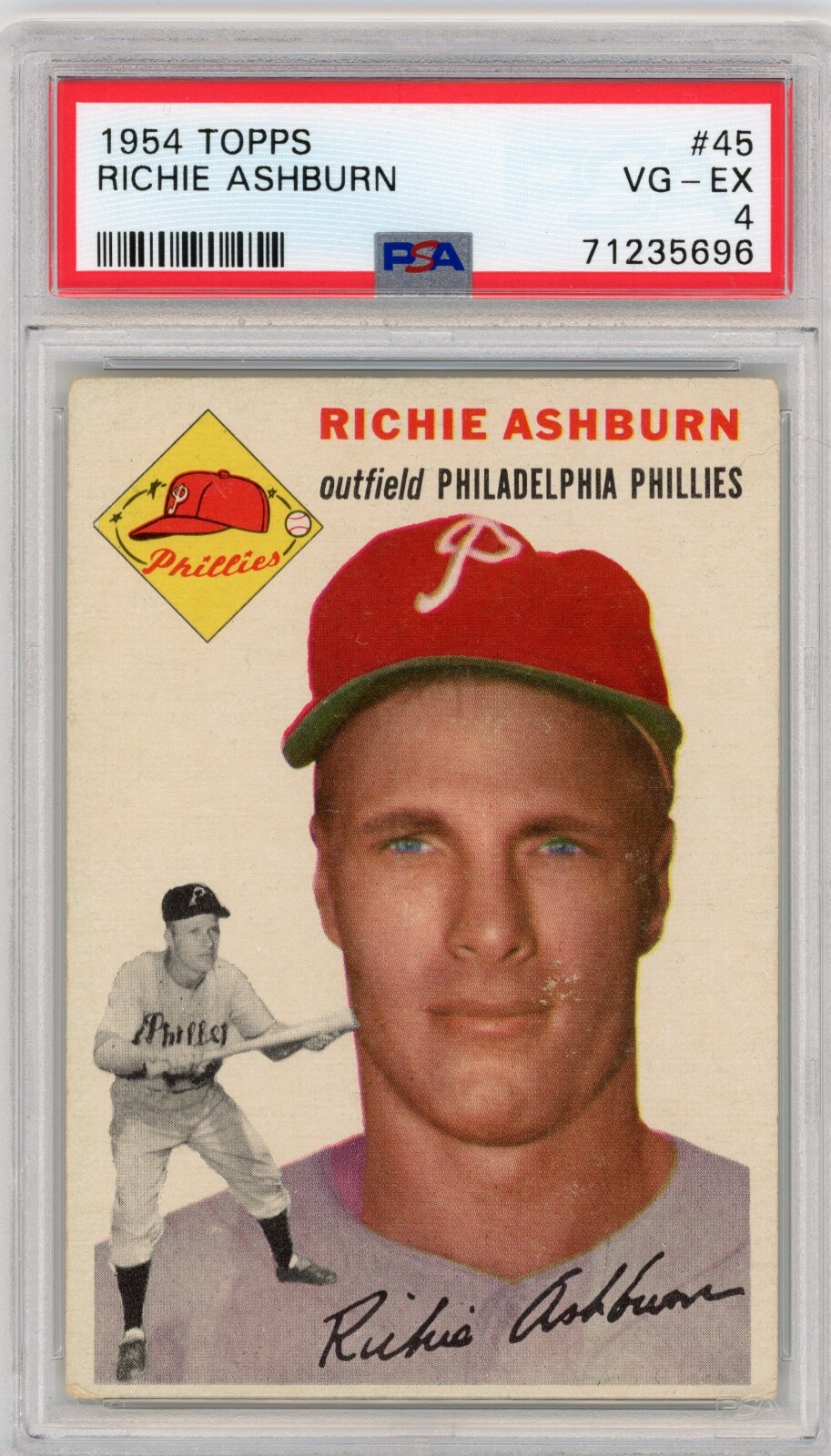 1954 Topps Richie Ashburn #45 PSA 4 VG-EX