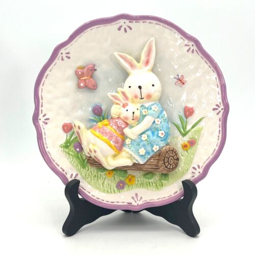 Osterhase Hasen & Küken Keramik Deko Teller 2er Set Pastell 3D Kunst - Bild 3 von 15