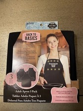 3 PACK APRONS BACK TO BASICS - Unisex BLACK Commercial Apron ADULT