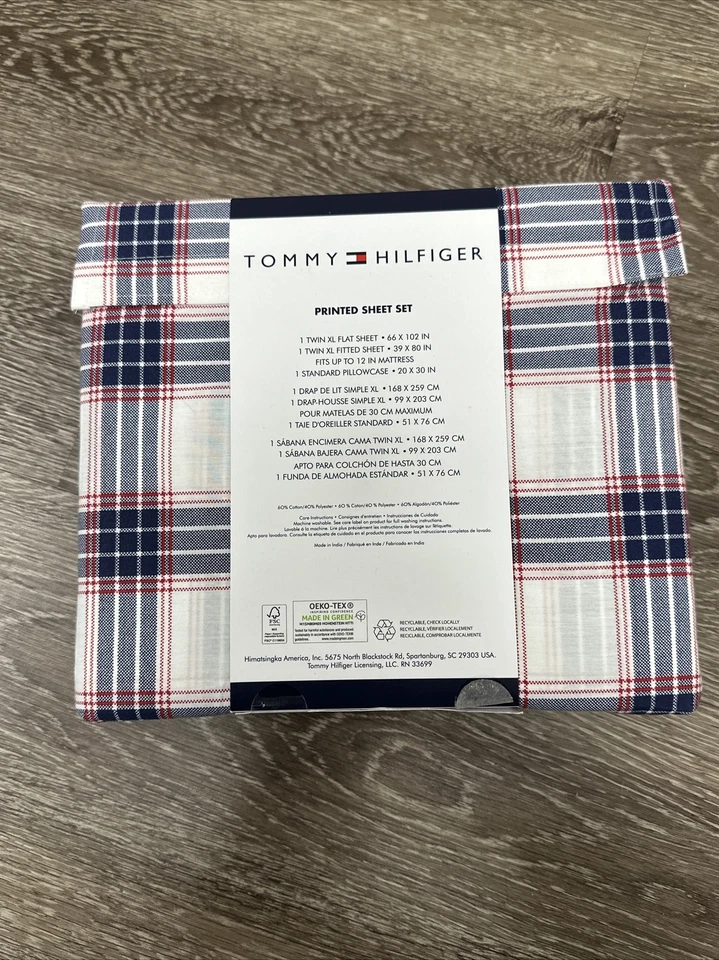 Tommy Hilfiger printed sheet set twin extra long striped pattern - Image 2 of 3