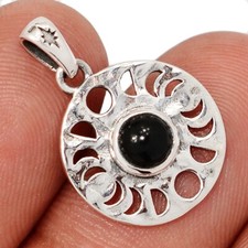 Phases Of Moon - Black Onyx - Brazil 925 Silver Pendants Jewelry CP73842