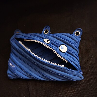 Zipit Monster 3-Ring Pencil Case Royal Blue Bag Purse 