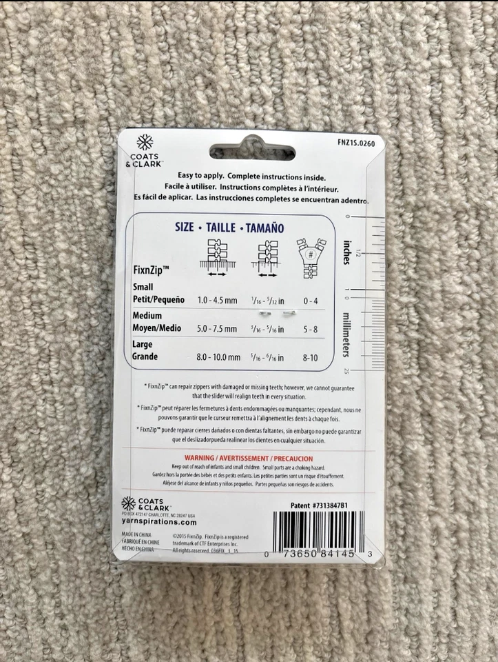 Cremallera instantánea FixnZip tamaño pequeño níquel - plateada Foto 2 de 2