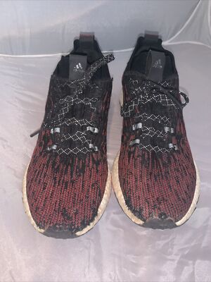 Adidas Pureboost Running Black RED Water Resistant Run Boost Preowned 8.5 Mens