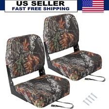 Low Back Boat Seats ,2 Pack Folding Fishing Boat Seat Sponge Padding Chair Camo