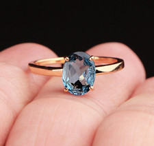 18k Yellow Gold Plated Blue Topaz Handmade Engagement Ring 925 Silver Jewelry