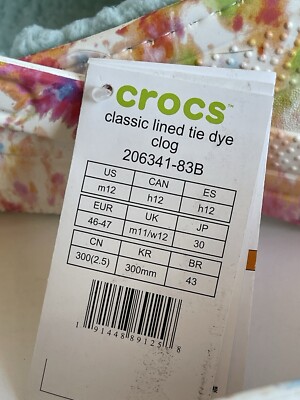New CROCS Classic Lined Tie Dye Clog SZ 12 Mens 206341-83B  display picture 3