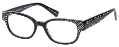 Eyebobs Study A Broad 2506-00 Ladies Cateye Reading Glasses Black Crystals 49 mm