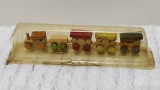 Small / Miniature Wooden Wood Toy Train Set 5 Piece Vintage