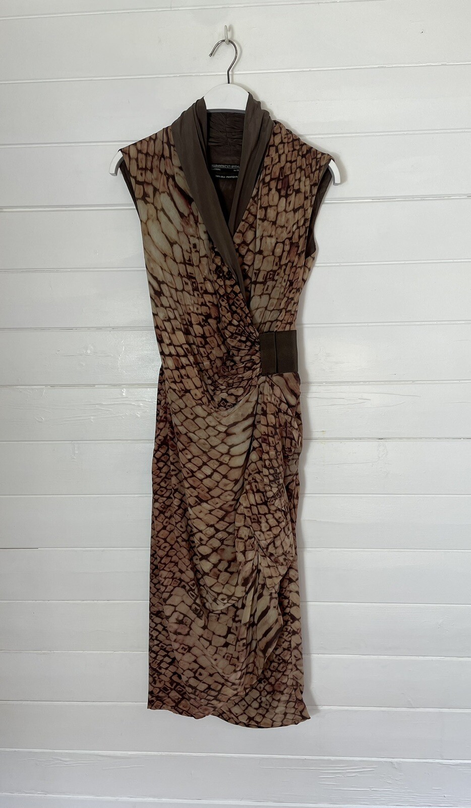 All Saints Brown Pink Bleach Python Pure Silk Dra… - image 2