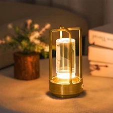 Portable Metal Table Lamp Rechargeable Cordless Table Lamp, Battery Operated ...