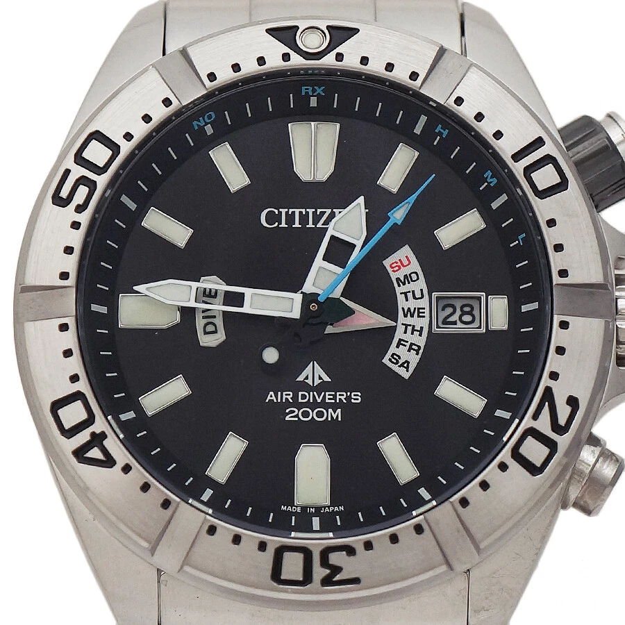Citizen Eco Drive Air Diver H112-T016651 Stainless Black Men's Watch Preowned