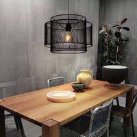 Pendelleuchte HäNgelampe HäNgeleuchte Industrie Design Metall Gitter Schwarz E27