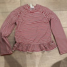 JANIE AND JACK JUNO VALENTINE RED STRIPE SWIM RASH GUARD GIRLS SIZE 6