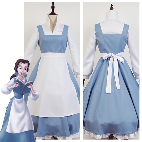 Beauty And The Beast Princess Belle Maid Dress COSplay Costume Tailor-made - Afbeelding 1 van 4